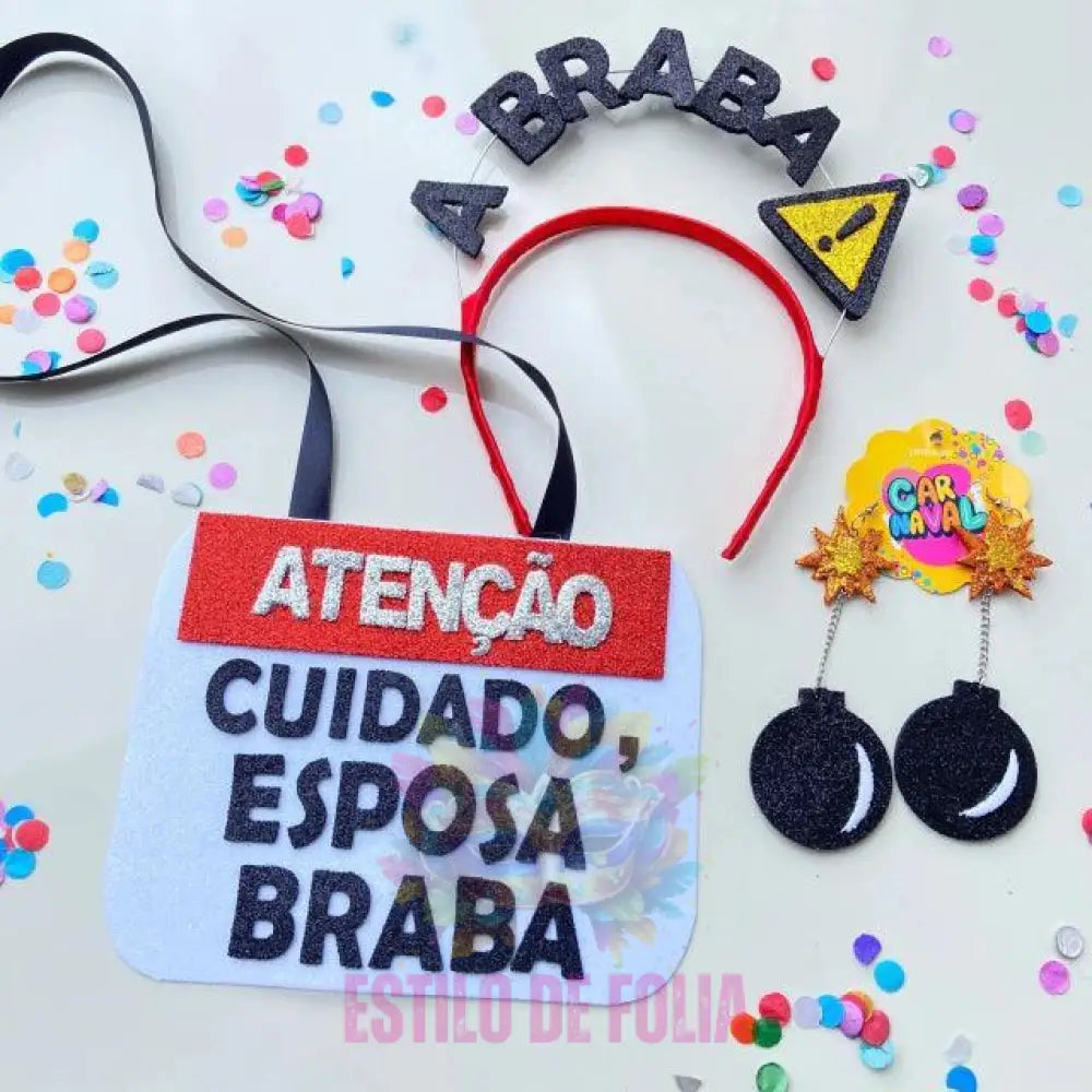 Kit Casal Esposa Braba (Tiara + Plaquinha)